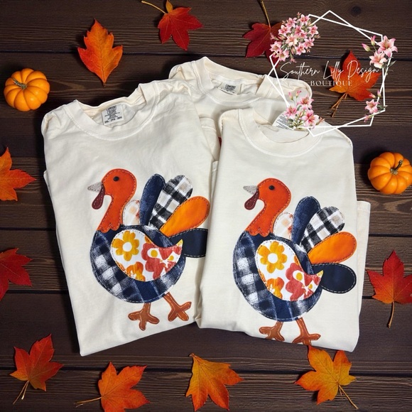 Comfort Colors Tops - Comfort Colors Turkey Thanksgiving Patchwork Short Sleeve T-Shirt